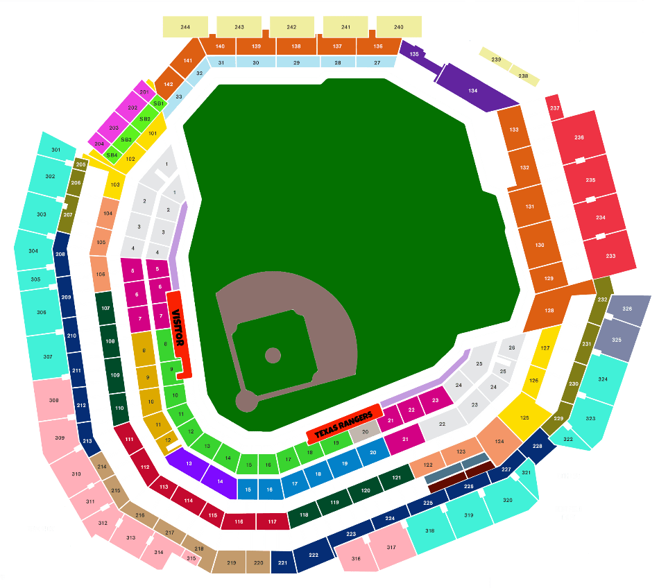Texas Rangers Stadium Interactive Seating Chart Tutor Suhu